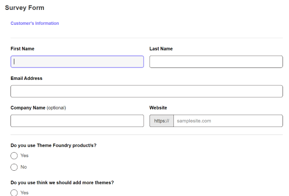 Wordpress Survey Form