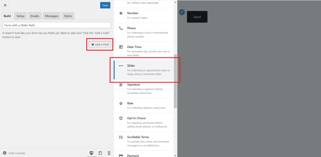 Add a Slider field using Happyforms